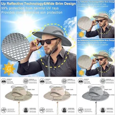 Wide Brim Sun Hat Breathable Bucket Cap Summer Fishing UV Protection Women Men