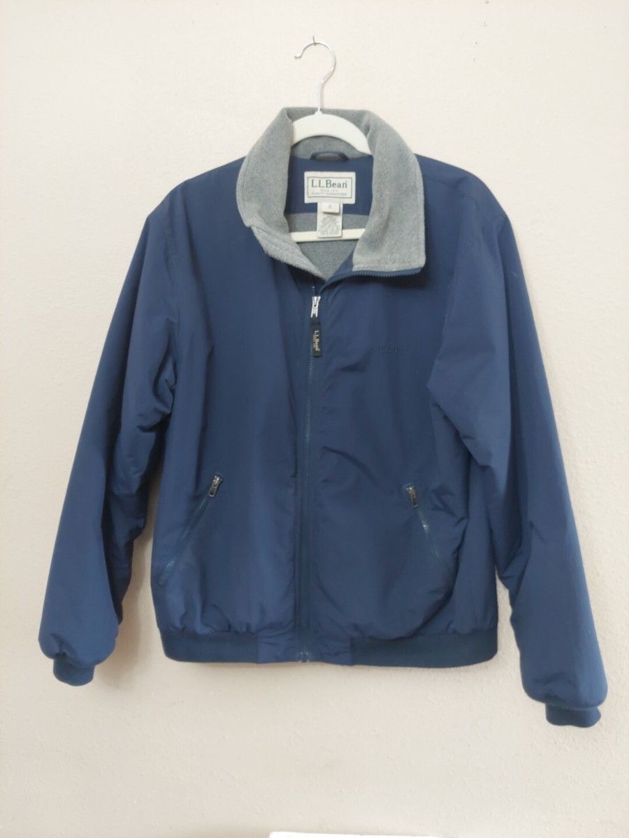 LL Bean Jacket Navy Coat Mens Blue Fleece Lined Thinsulate 205107 Size  Medium R