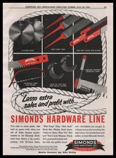 1954 Simonds Fitchburg MA Si-Clone Saws Red Tang Files Blue Tip Bits Print Ad