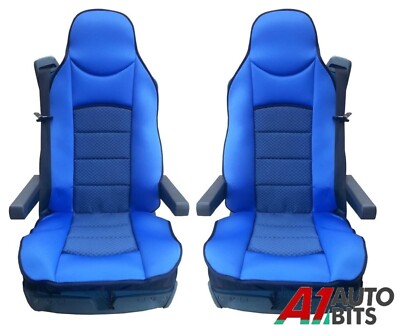 Blue Padded Fabric Premium Seat Covers Set Of 2 For DAF XF 105 Truck 2021+
