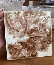 American Encaustic Tile Co Acanthus Leaf Tile Glazed Shiny Gorgeous!