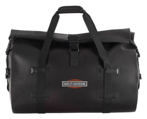 Harley-Davidson Waterproof Coated Polyester Roll-Top Duffel Dry Bag - Black - Afbeelding 1 van 4