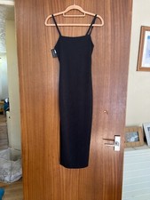Pretty Little Thing Brand New With Tags Black Strappy Midi Dress UK Size 8