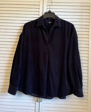UNIQLO Womens Black Corduroy Pleasant Blouse Tunic sz.M