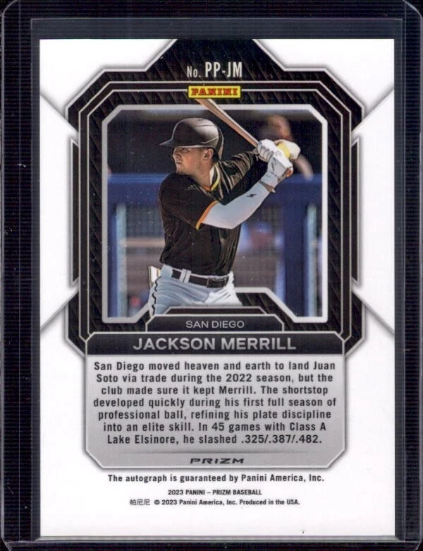 JACKSON MERRILL 2023 Panini Prizm Penmanship Green Ice Autograph Auto #PP-JM - Image 2 of 2