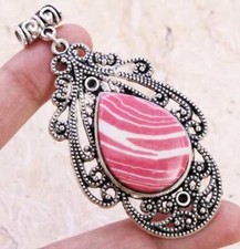 Yoline Calsilica 925 Silver Plated Handmade Pendant of 2.6"