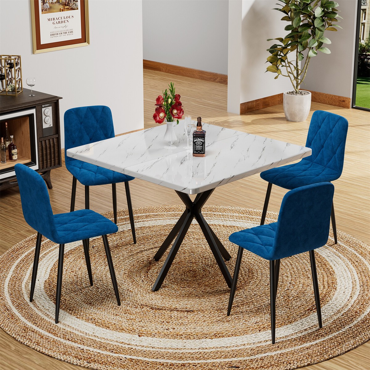 Piece Dining Set Square Dining Table with Chair Kitchen Breakfast  Furniture