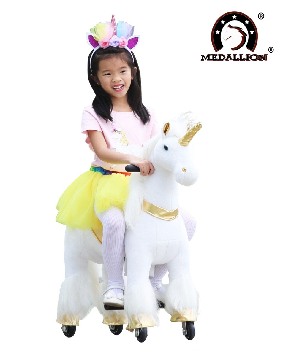 Medallion Ride On Toy Really Walking Horse PINK UNICORN