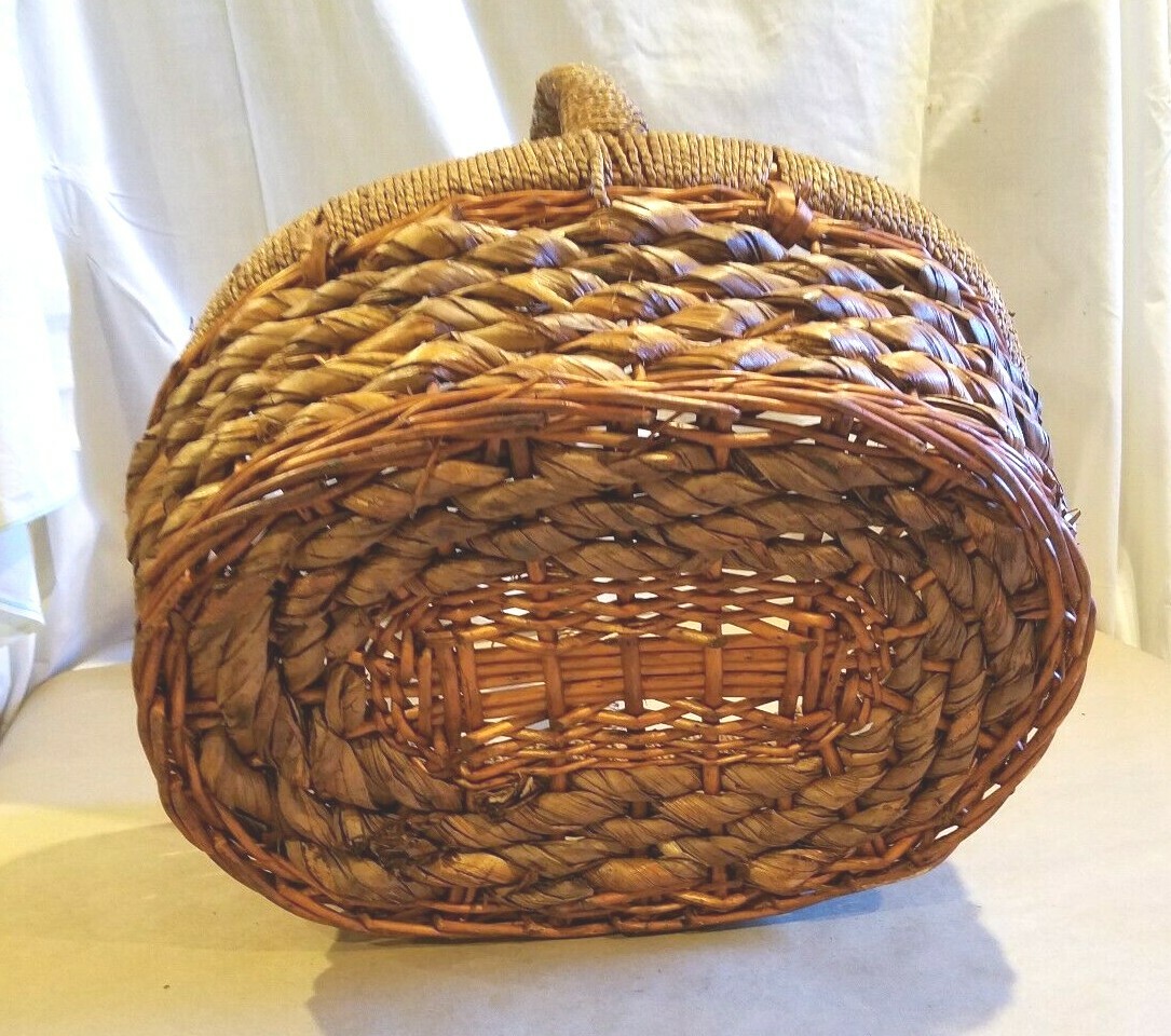 Wicker Shopping Basket Oval Gardening Natural Rattan - 16" L x 13" W x 17" H