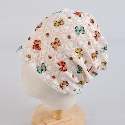Women Lace Butterfly Printed Hat Beanie Cap Mesh for Cancer Pregnant Nightcap - Picture 4 of 11