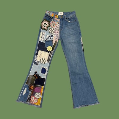 BDG Urban Outfitters Hippie Embroidered Patchwork Flare Raw