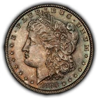 1885 $1 Morgan Silver Dollar - Pastel Rainbow Toning - BU - SKU-D7054