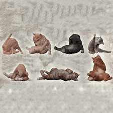 1/35 Scale Lazy Cats Resin Figures Set – 8 Pcs Miniature Animals for Dioramas