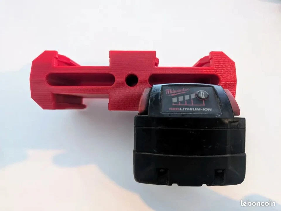 Support mural compatible pour 4 batteries Milwaukee M18 – rouge - Photo 2/3