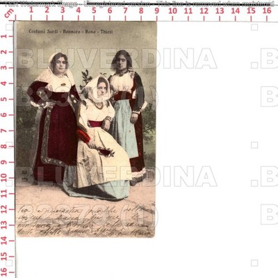B2379 SARDINIAN COSTUMES BONNANARO BONO THIESI TRAVELLED 1920 FOR SOLERO EDIT BRIASCO