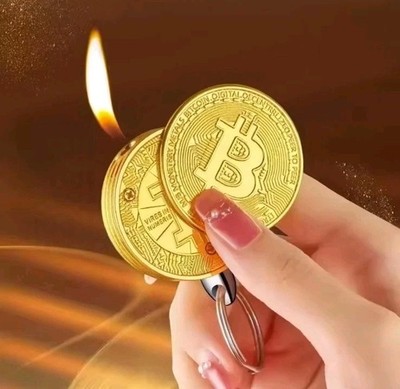 Bitcoin Gold Feuerzeug Sammler Liebhaber Feuerzeug Schlüsselanhänger nachfüllbar