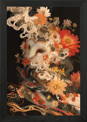 Gerahmtes Wandbild Poster Leinwanddruck Bild Blumen EULE Wirbelwind