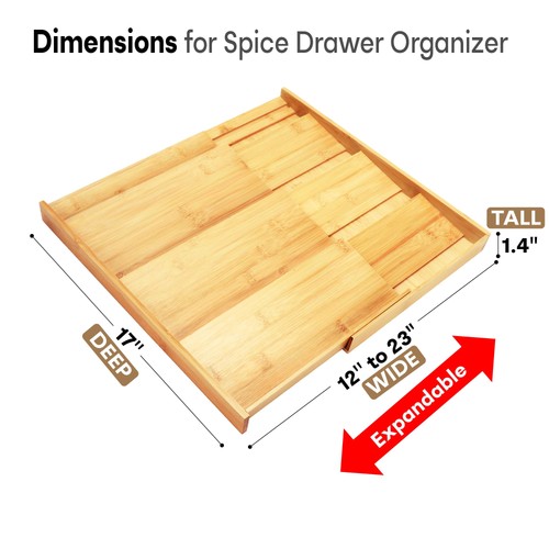 Bamboo Spice Drawer Organizer, Need 3.1 Deep Drawer Expandable 4 Tier Rack for - Picture 2 of 7