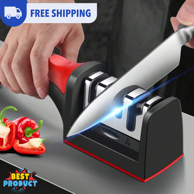 Knife Sharpener 4-Stage Professional Ceramic Steel Sharpening Tool For Scissors