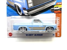 2025 Hot Wheels '83 Chevy Silverado blue  157 SUPER CUSTOM WHEEL SWAP By AEB