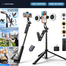 Vlogging Kit for iPhone/Android - 71" Tripod with Fill Light  Microphone, TikTo