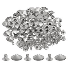 12mm Spike Rivets, 60 Sets Round Studs Rivet Rapid Punk Spikes, Silver Tone
