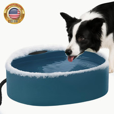 Large Heated Water Bowl for Dog  Cat, Outdoor Heated Dog Bowl with Chew Resista