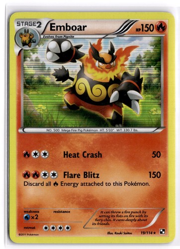 Emboar 19/114 Holo Rare Black & White Pokemon TCG