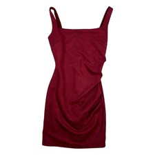 4SI3NNA Size S Billie Dress Sleeveless Square Neck Bodycon Mini Reptile Red