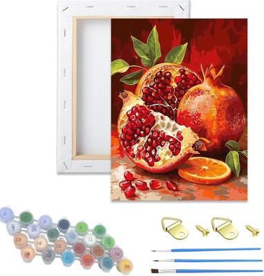 Granatapfel Malen Nach Zahlen Erwachsene mit Rahmen,Paint by Numbers for Adults 