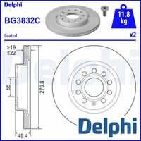 2X Bremsscheibe Delphi BG3832C 2 Bremsscheiben Vorderachse Vorne