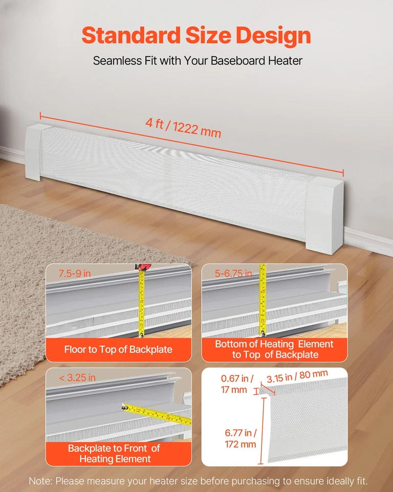 Чехлы для плинтуса VEVOR 4 фута стандарт серии Premium для спальни белые - Изображение 2 из 4