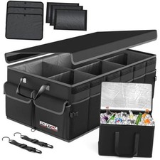 Trunk Organizer with Cooler For SUV Car Trunk, XXL with Cooler Bag Black