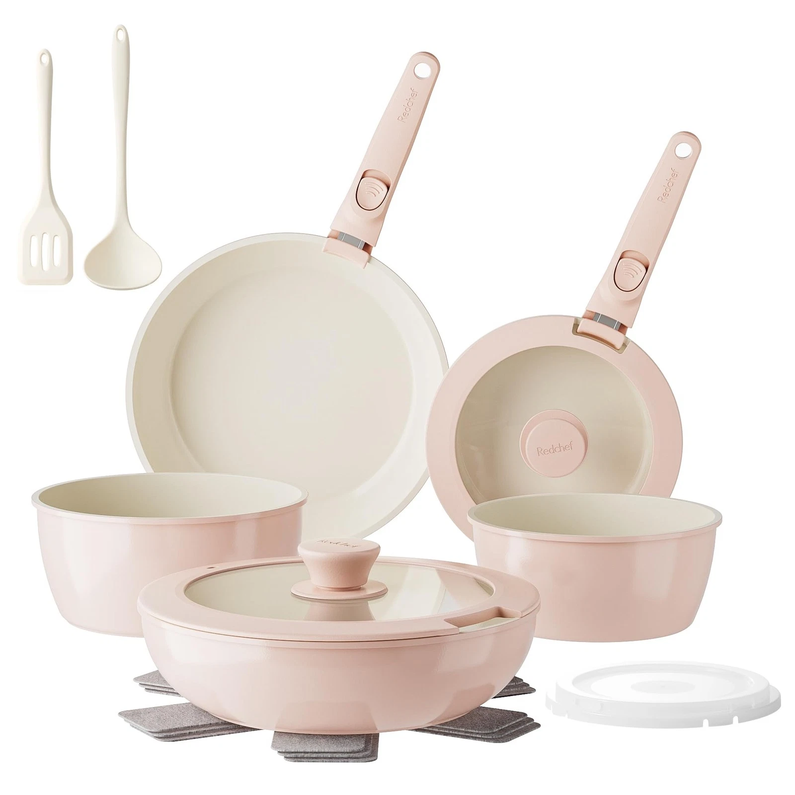 Pans and Pots Set Nonstick, Ceramic Cookware Set with Detachable Handles 16Pc...