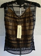 POMODORO CAMI & BEADED OVER TOP SIZE 10 UK GOLD & BLACK SLEEVELESS 2-PIECE *NEW*