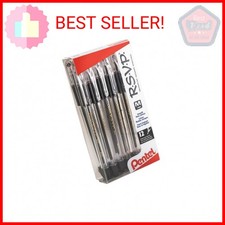 Pentel RSVP Ballpoint Pen, 1.0mm , Medium Line, Black Ink, 12 Pack BK91PC12A 