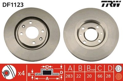 TRW DF1123 Brake Disc for Citroen, Peugeot