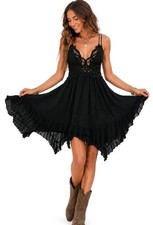 FREE PEOPLE/ FP One Adella Size S Slip Black Asymmetrical Hemline Dress #C3