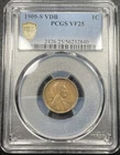 1909-S VDB Lincoln Wheat Cent 1c PCGS VF 25 Key Date