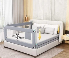 71" Lx27 H Foldable Bed Rail for Toddler Quick Assembly Fit Queen King Size Bed