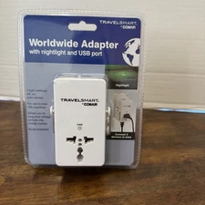 Travel Smart By Conair Worldwide Adapter w/ Nightlight & USB Port, SEALED!