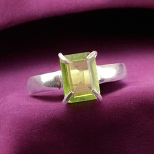 Natural Peridot Gemstone Ring All Size 925 Sterling Silver Wedding Gift DM