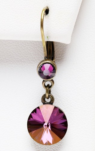 KIRKS FOLLY RAVISHING RIVOLI LEVERBACK EARRINGS LILAC SHADOW CRYSTALS - Picture 3 of 4