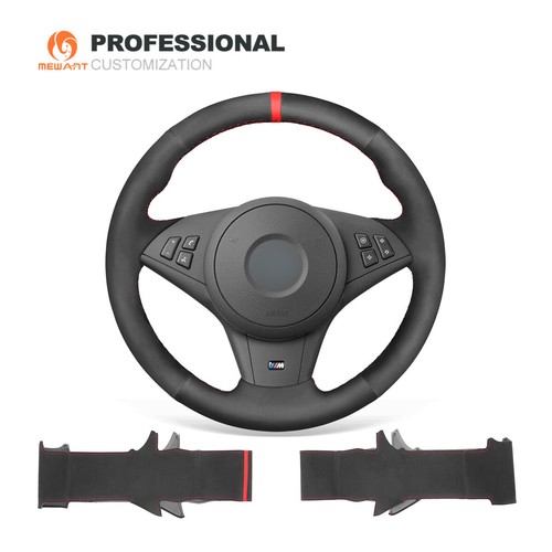 Suede Steering Wheel Cover Wrap for BMW E60 M5 E63 E64 Cabrio M6 2005-2008 - Picture 1 of 9