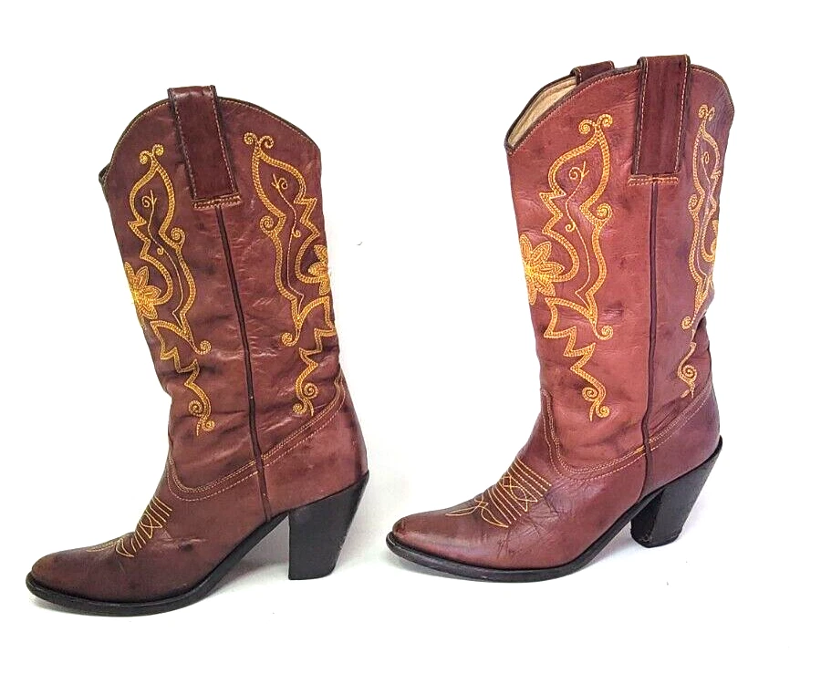 ALDO Women’s Brown Leather Cowboy Boots EU 37, US 6.5-7 Western Style Fair Cond. - Image 4 of 4