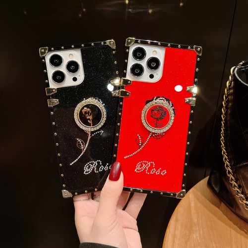 For Various Phone Diamond Rose +Ring Holder Case Shockproof Cover Girls Bracket - Picture 8 of 14