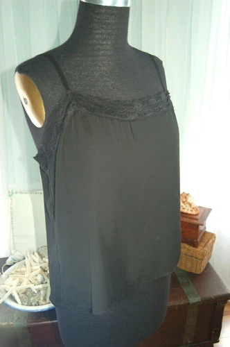 Rue21 Black Sz L Camisole Tank Black Spaghetti Strap w/ Lace NEW