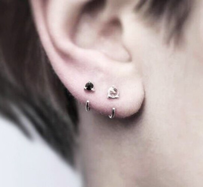Sterling Silber kleine Huggie Creolen, Zirkonia Spike offene Creolen