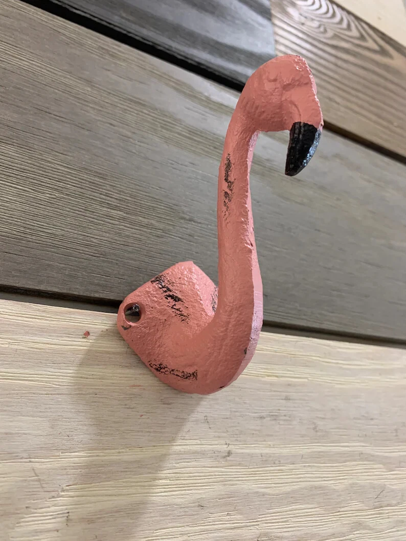 Antique Cast Iron Wall Hooks Flamingo Nautical Coat Hat Towel