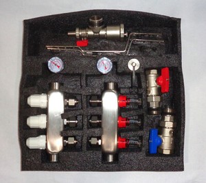 3-Branch PEX Radiant Floor Heating Distributor Manifold Set Water Separator